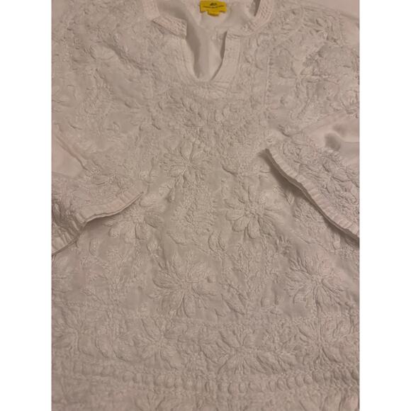 Roberta Roller Rabbit Samson Tunic Women's Sz S White/Floral Embroidered - Picture 2 of 5
